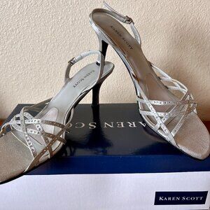 Karen Scott silver sling back heels - Size 8.5M